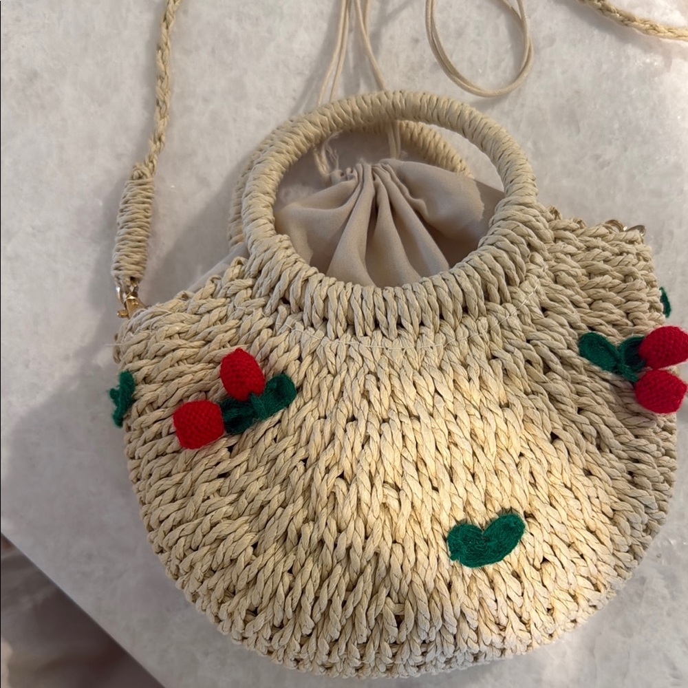 REVOLVE Cream and Red Mini Bag with Whimsical Fruit Design - Picture 5 of 7
